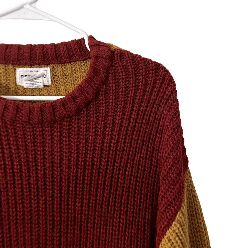 For the Republic red yellow white gray color block crewneck knit sweater comfort - Picture 2 of 6